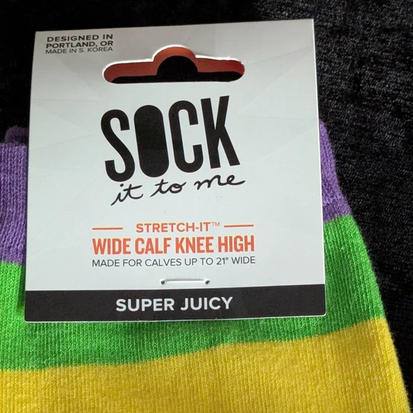 Sock It To Me Rainbow Striped Socks. Wide Calf. - Picture 2 of 4
